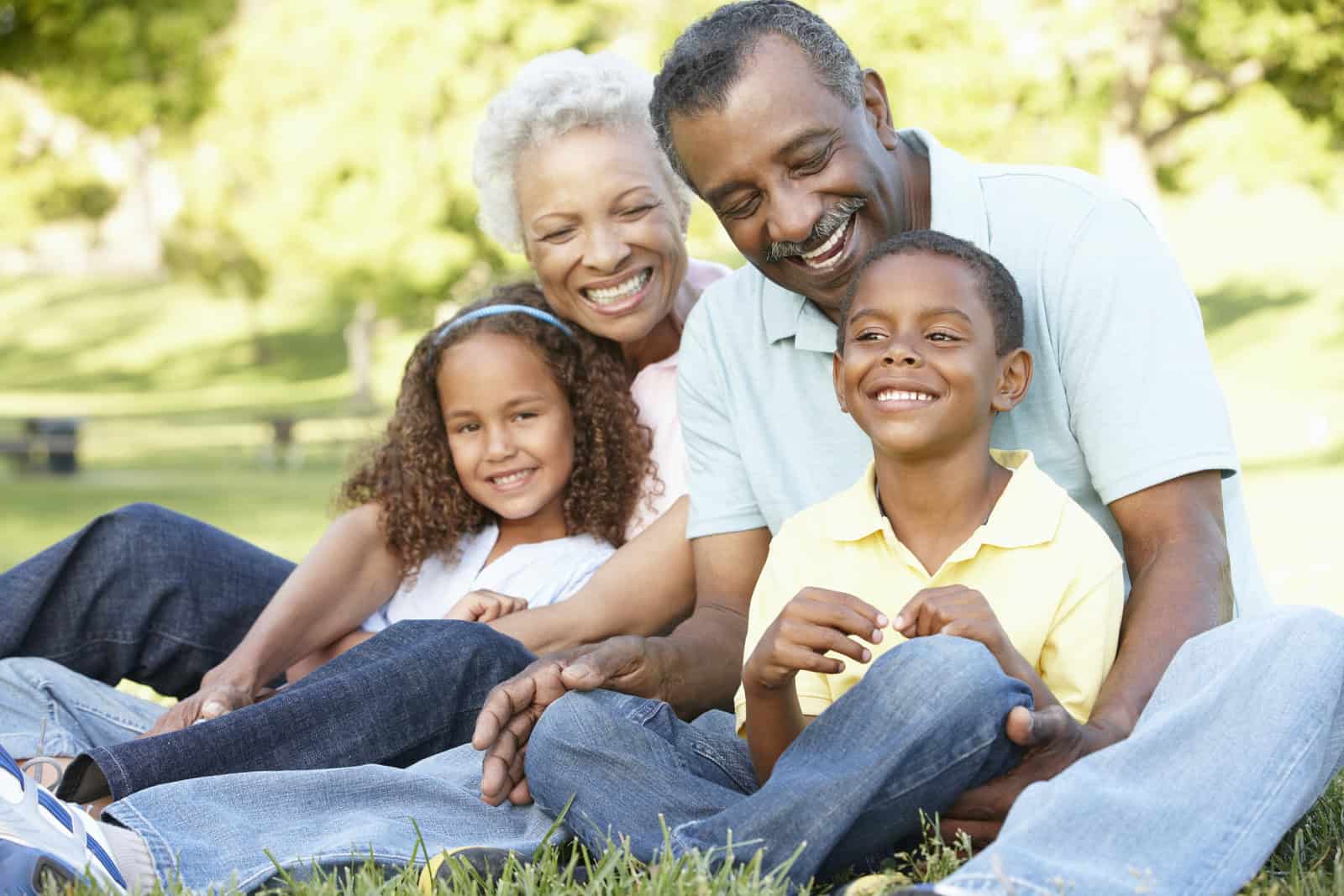 African American Family. Grandparents Playing With Grandkids.