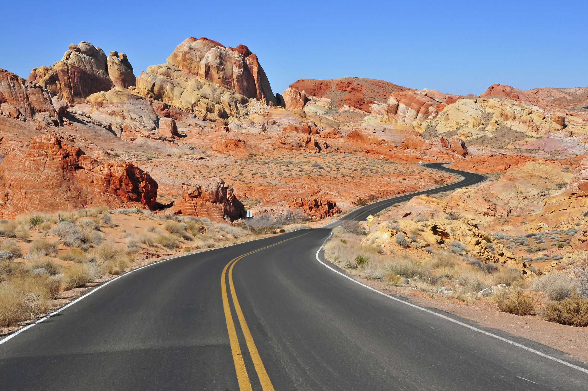 A road running through Red Rock Canyon, Nevada