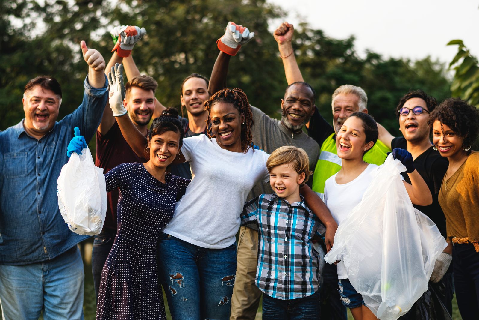 Large multi-racial family celebrating